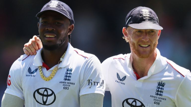 England's Ben Stokes with Jofra Archer after dismissing Australia on day four