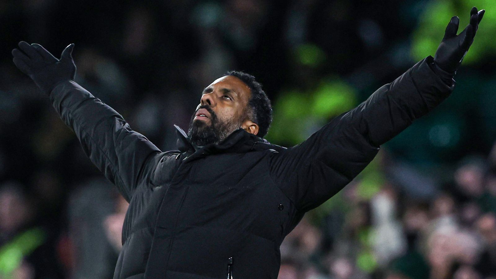 Celtic manager Wilfried Nancy celebrates his first win