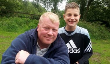 Rhys Bennett pictured with his father David