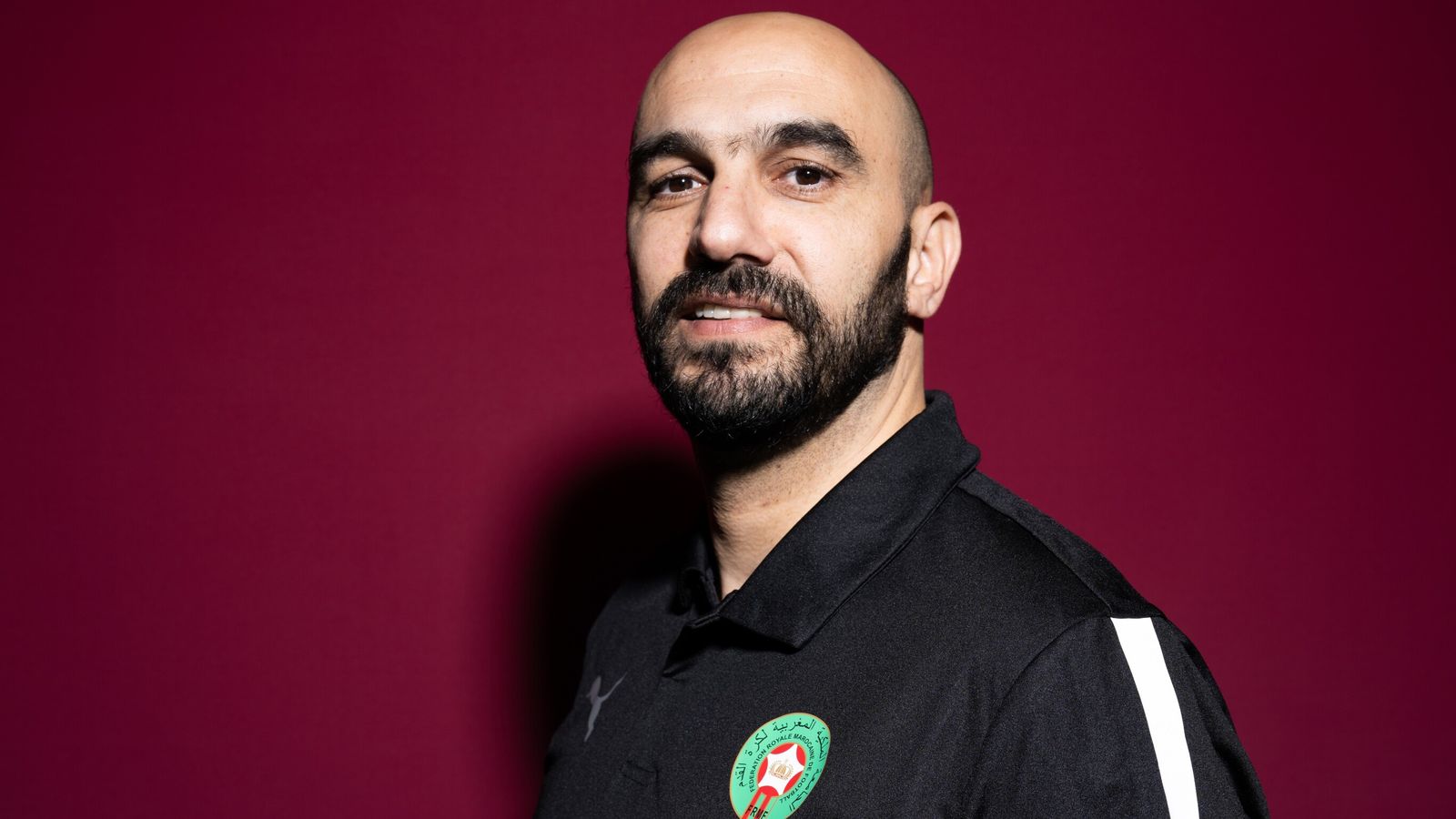 Walid Regragui, head coach of Morocco, poses during the official FIFA World Cup 2022 portrait session on November 15, 2022 in Doha, Qatar