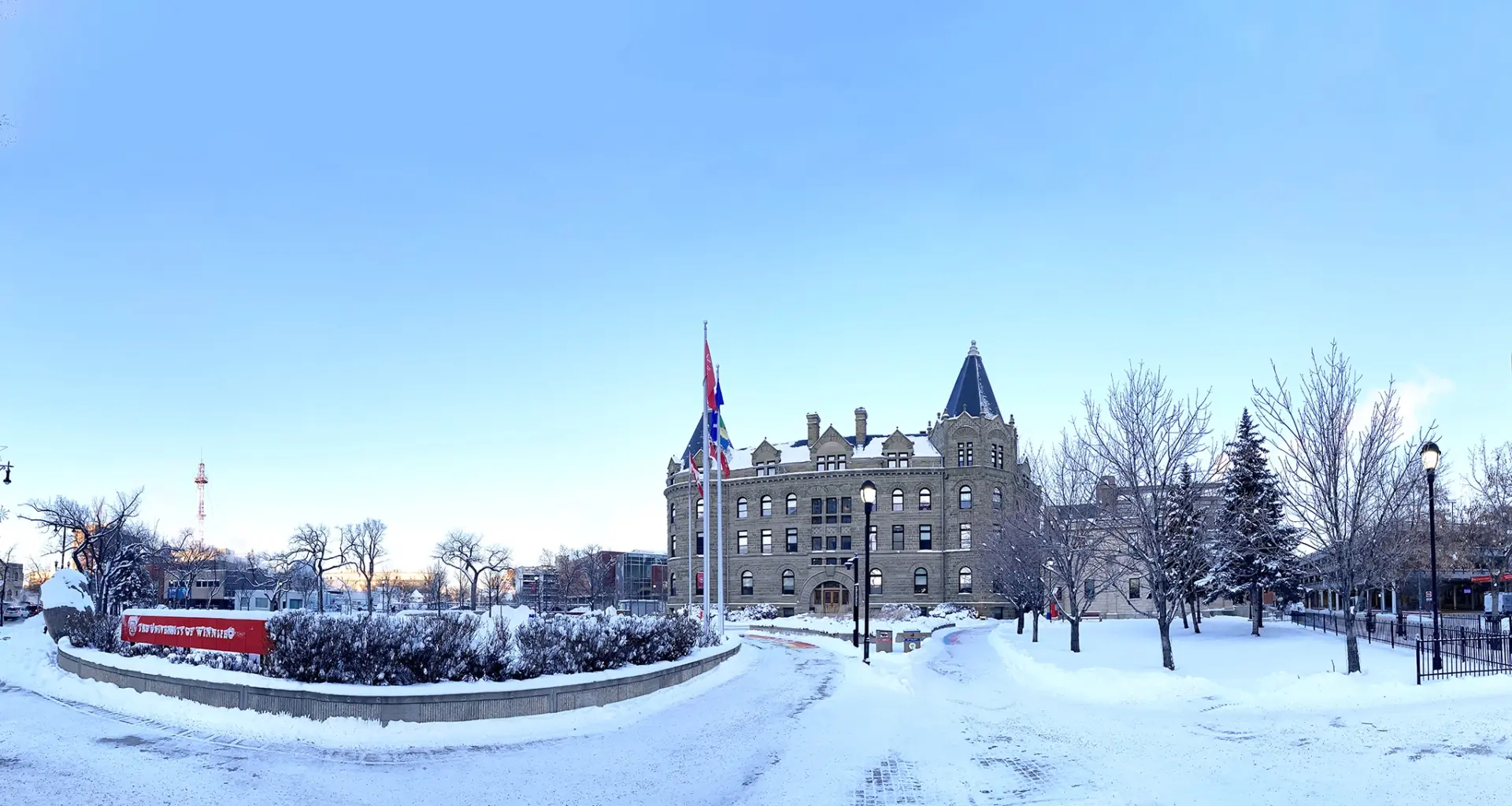 The University of Winnipeg campus on a snowy day