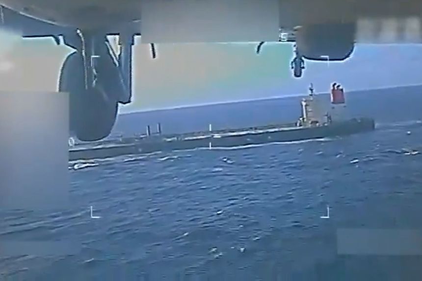 This screengrab taken from a video posted by Attorney General Pam Bondi on December shows US forces seizing an oil tanker off the coast of Venezuela.