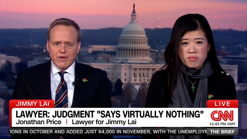 Jonathan Price and Claire Lai during a CNN interview.