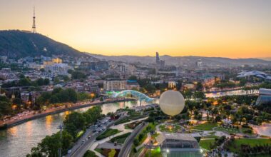 Evening view of Tbilisi, capital of Georgia.