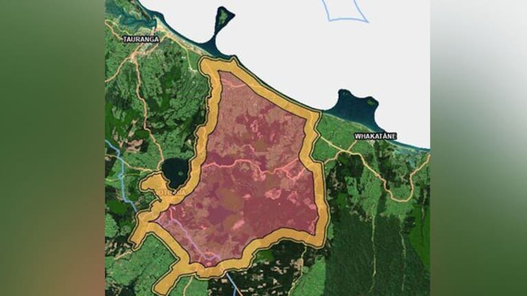 The Central North Island containment area for wallabies, including the yellow buffer zone, covers roughly 260,000 hectares. (Source: BOPRC)