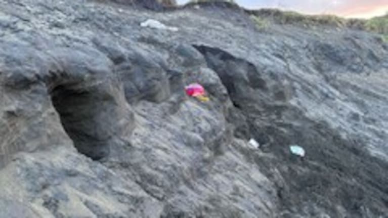 The scene at Muriwai Beach in August, 2025. 