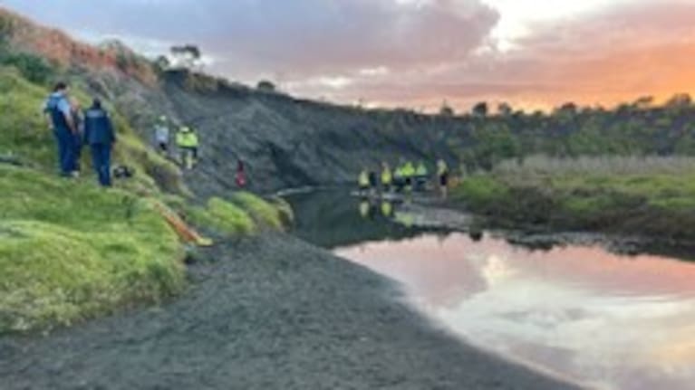 The scene at Muriwai Beach in August, 2025. 