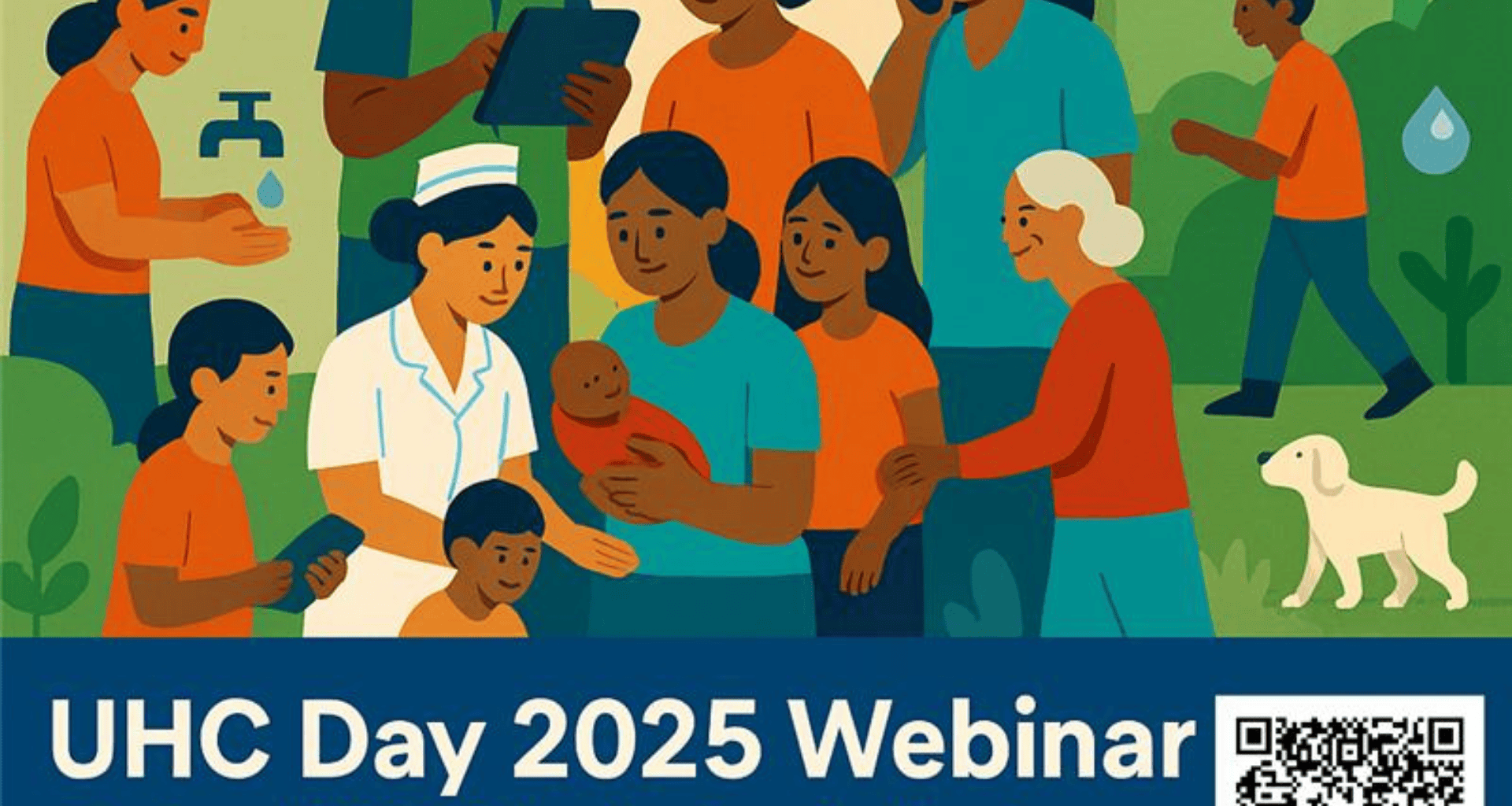 Poster with QR code entitled UHC Day 2025 webinar