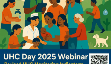 Poster with QR code entitled UHC Day 2025 webinar