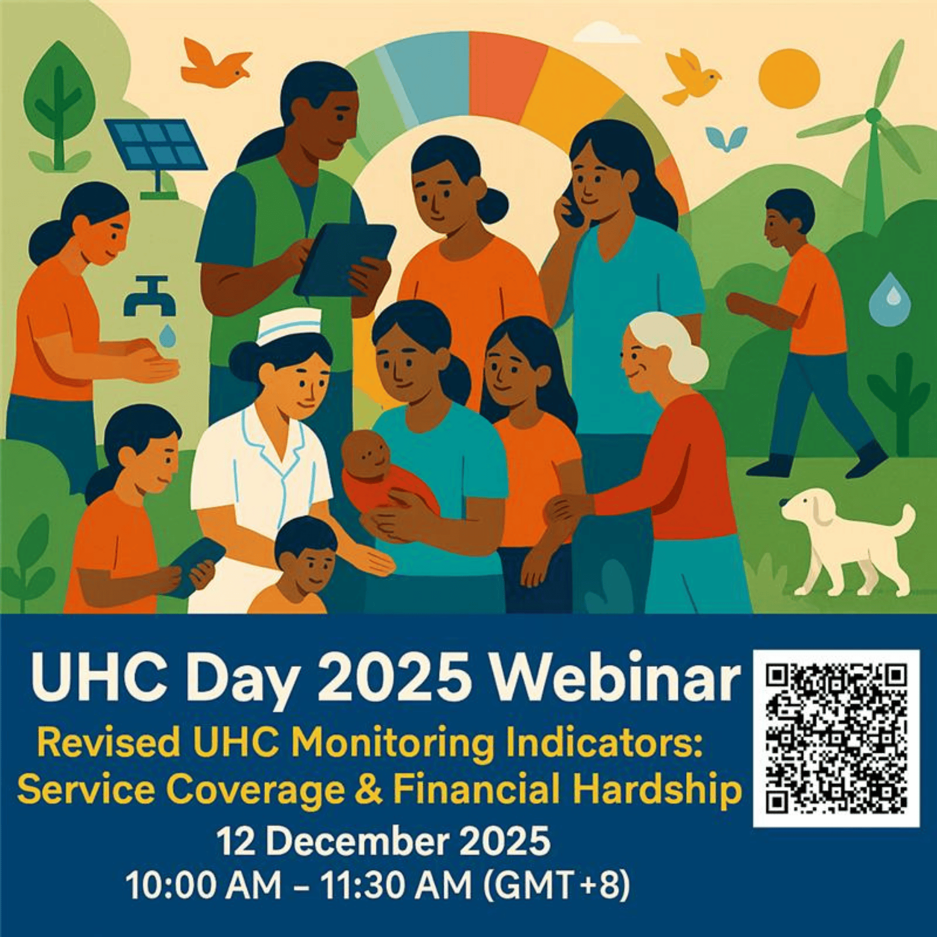 Poster with QR code entitled UHC Day 2025 webinar