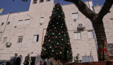 3 Palestinians arrested on suspicion of torching a Christmas tree at a Catholic church in West Bank