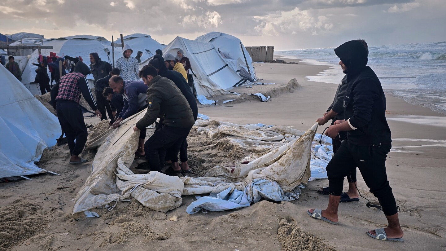 Winter rain floods Gaza camps as Netanyahu heads for US meeting