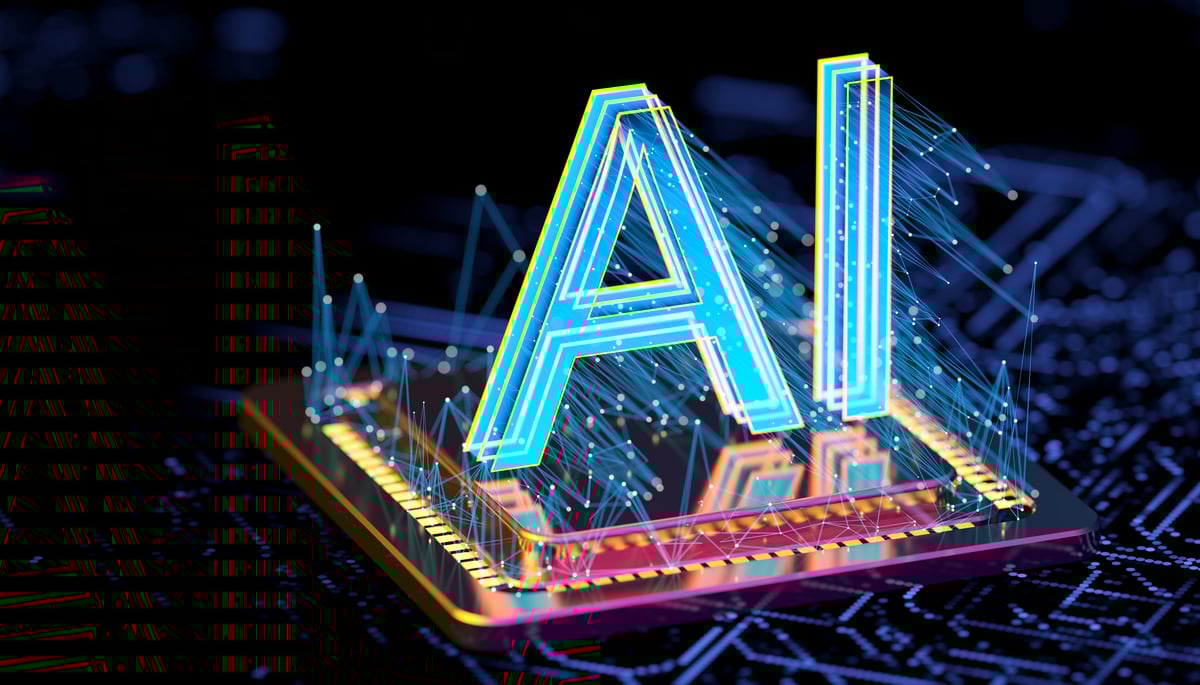 The letters AI on a computer chip.