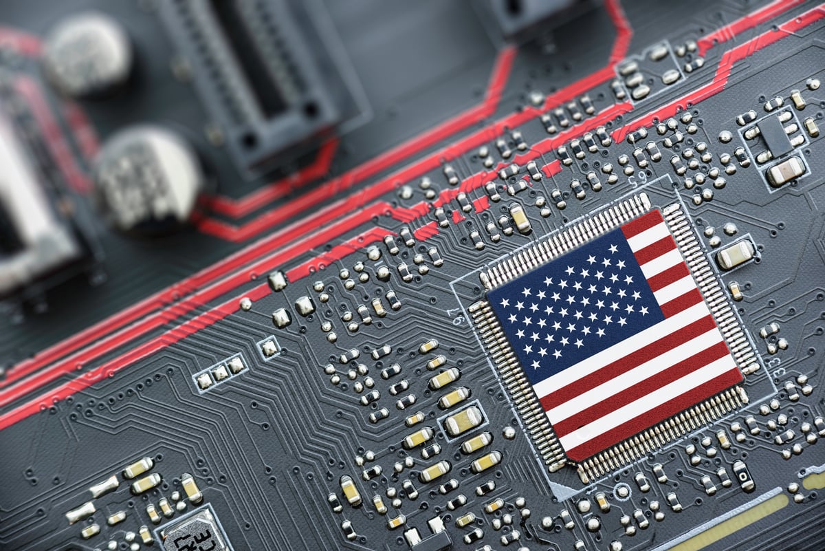 A processor with an American flag on it.