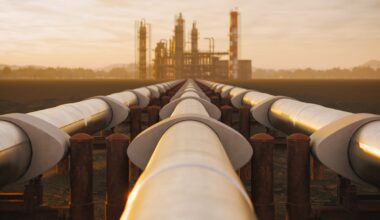 Pipeline heading to processing plant.