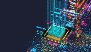 A processor on a logic board.