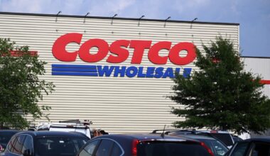 A Costco warehouse is seen from the parking lot.