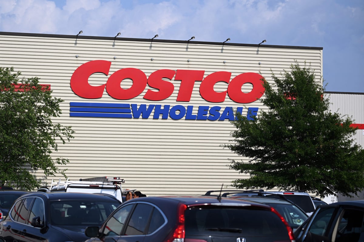 A Costco warehouse is seen from the parking lot.