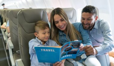 A family on a plane.