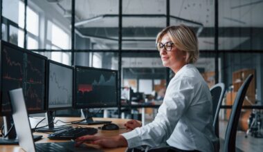 An investor checks multiple trading screens.