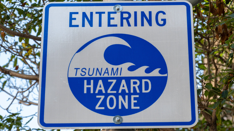 an Entering Tsunami Hazard Zone warning sign