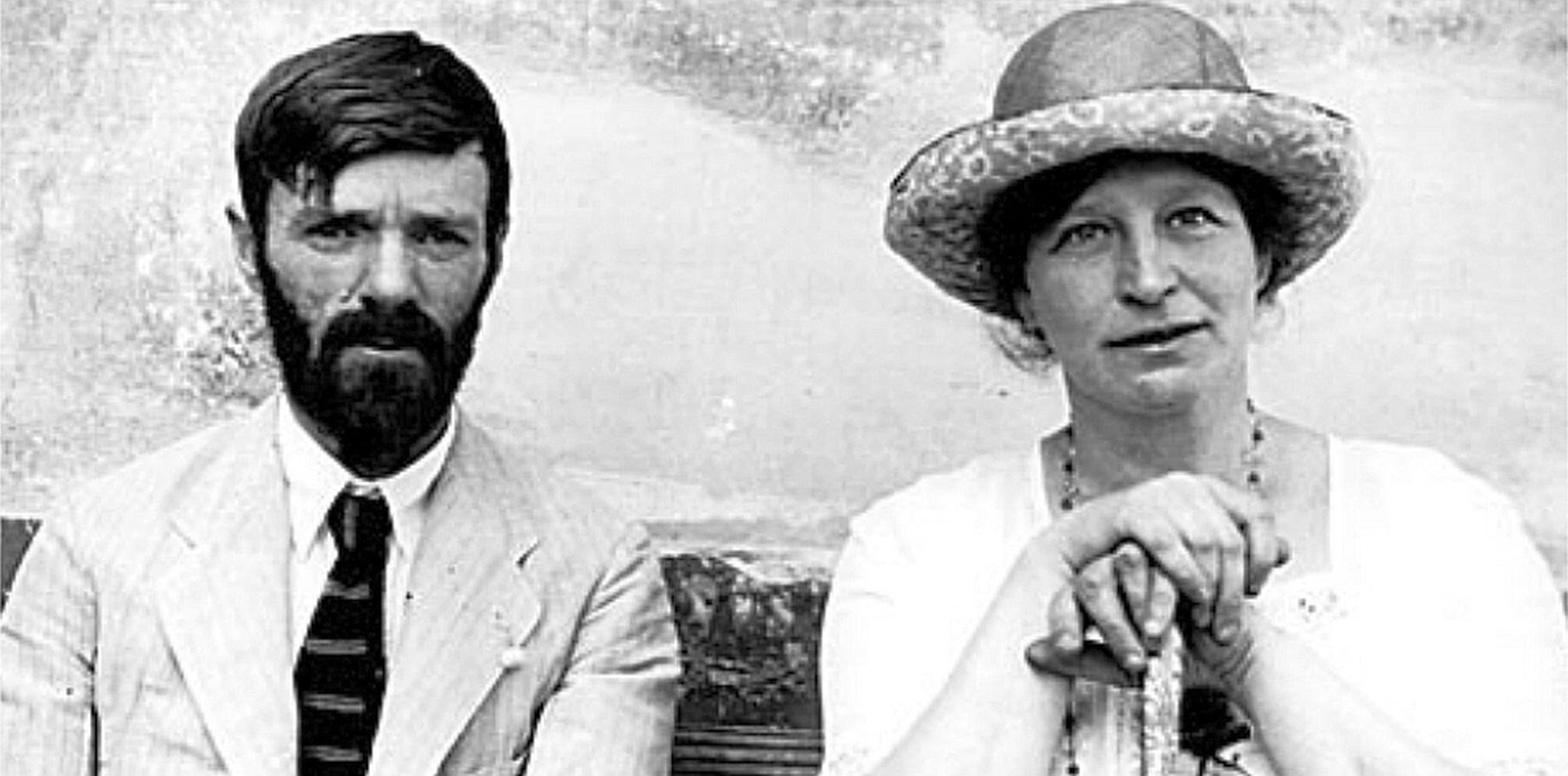 David Herbert Lawrence and Frieda von Richthofen in 1914.
