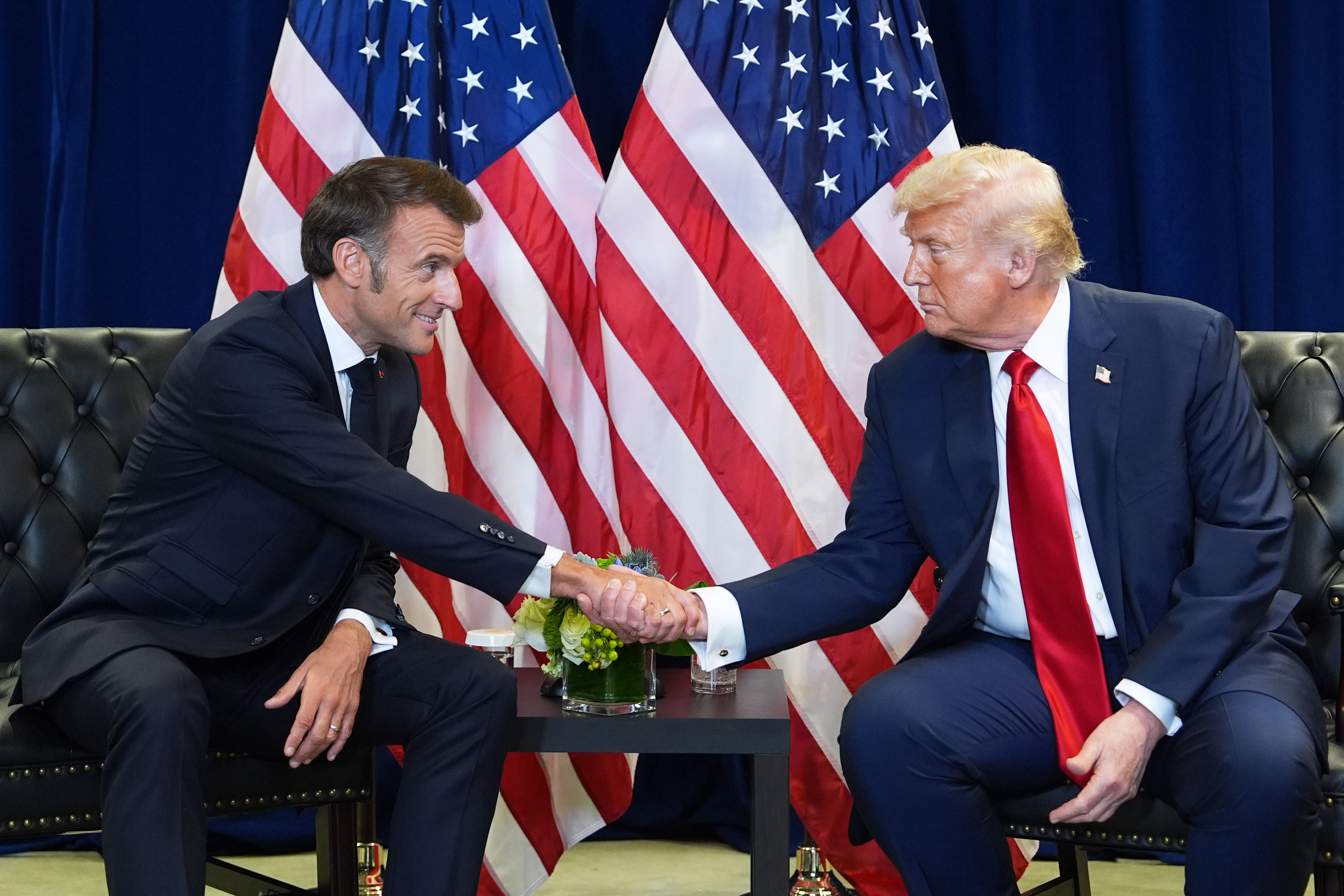 President Trump with President Macron in New York last year