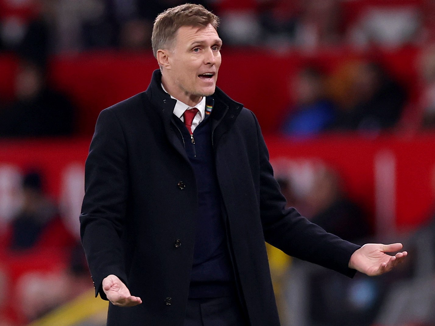 Darren Fletcher, Interim Manager of Manchester United, reacting during a match.