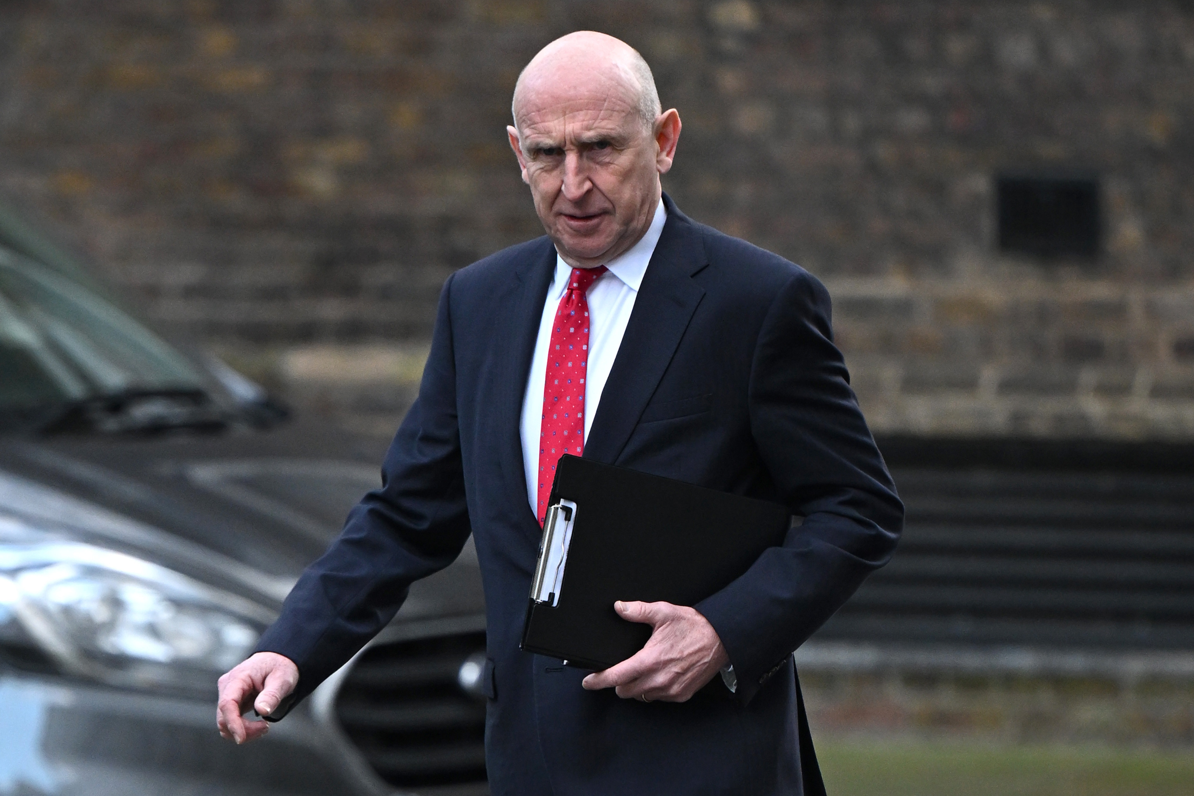 John Healey, arrives for the weekly government cabinet meeting at Downing Street on Tuesday