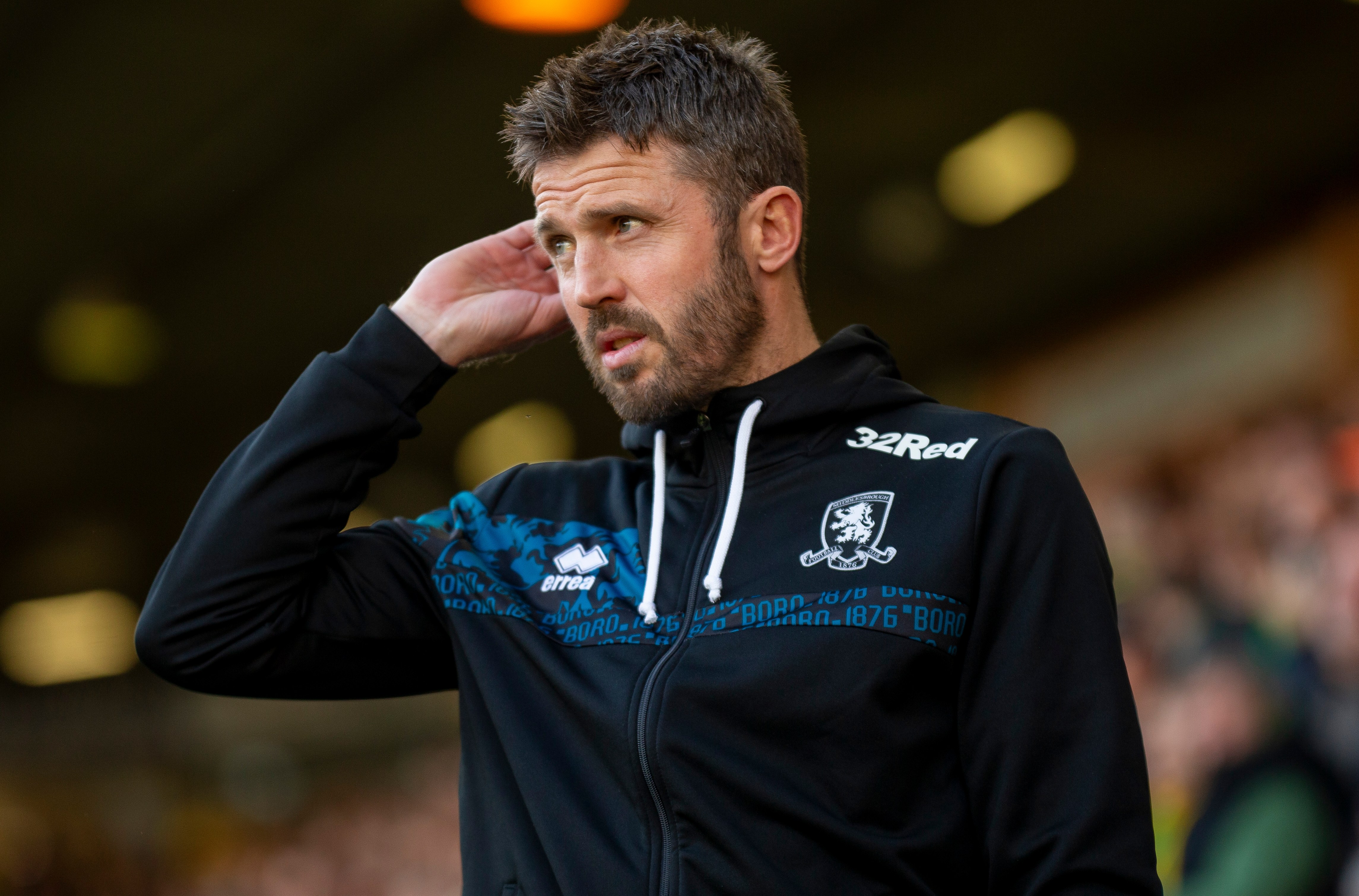 Middlesbrough Manager, Michael Carrick, before a Sky Bet Championship match.