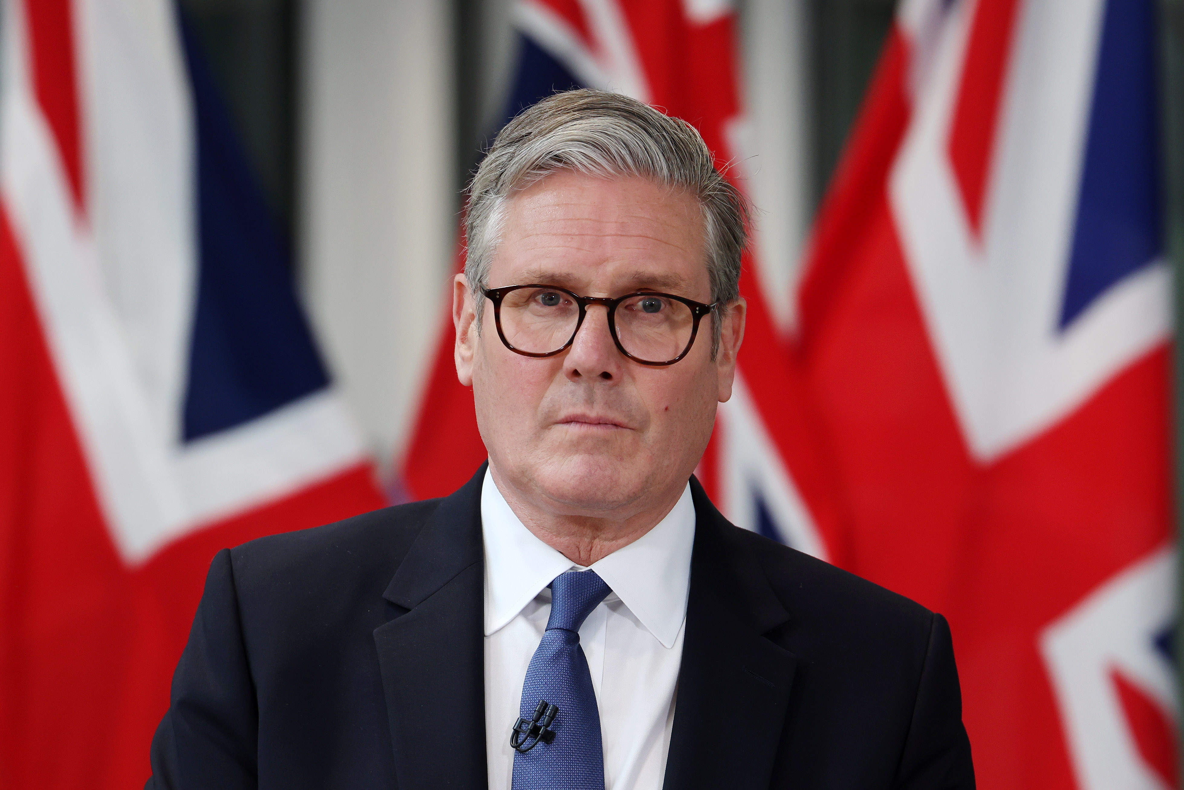 British Prime Minister Keir Starmer at a press conference on the Chagos Islands deal.