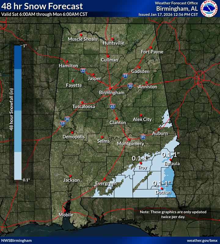 Winter Weather Advisory in Southeastern Alabama: January 2026