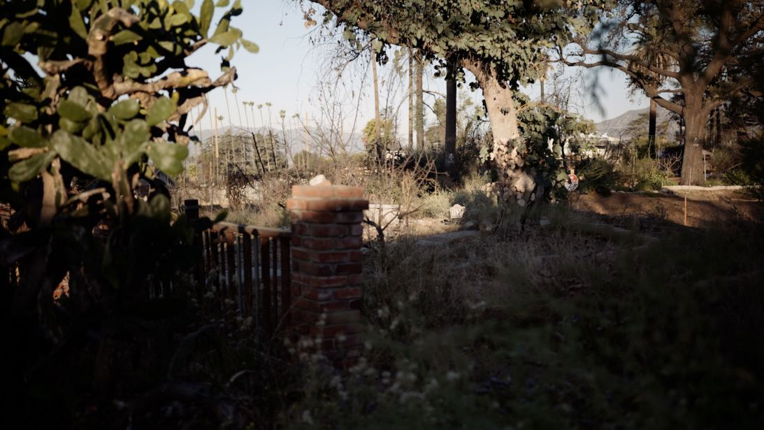 Remnants of a home that burned down in the fire are seen in Altadena.