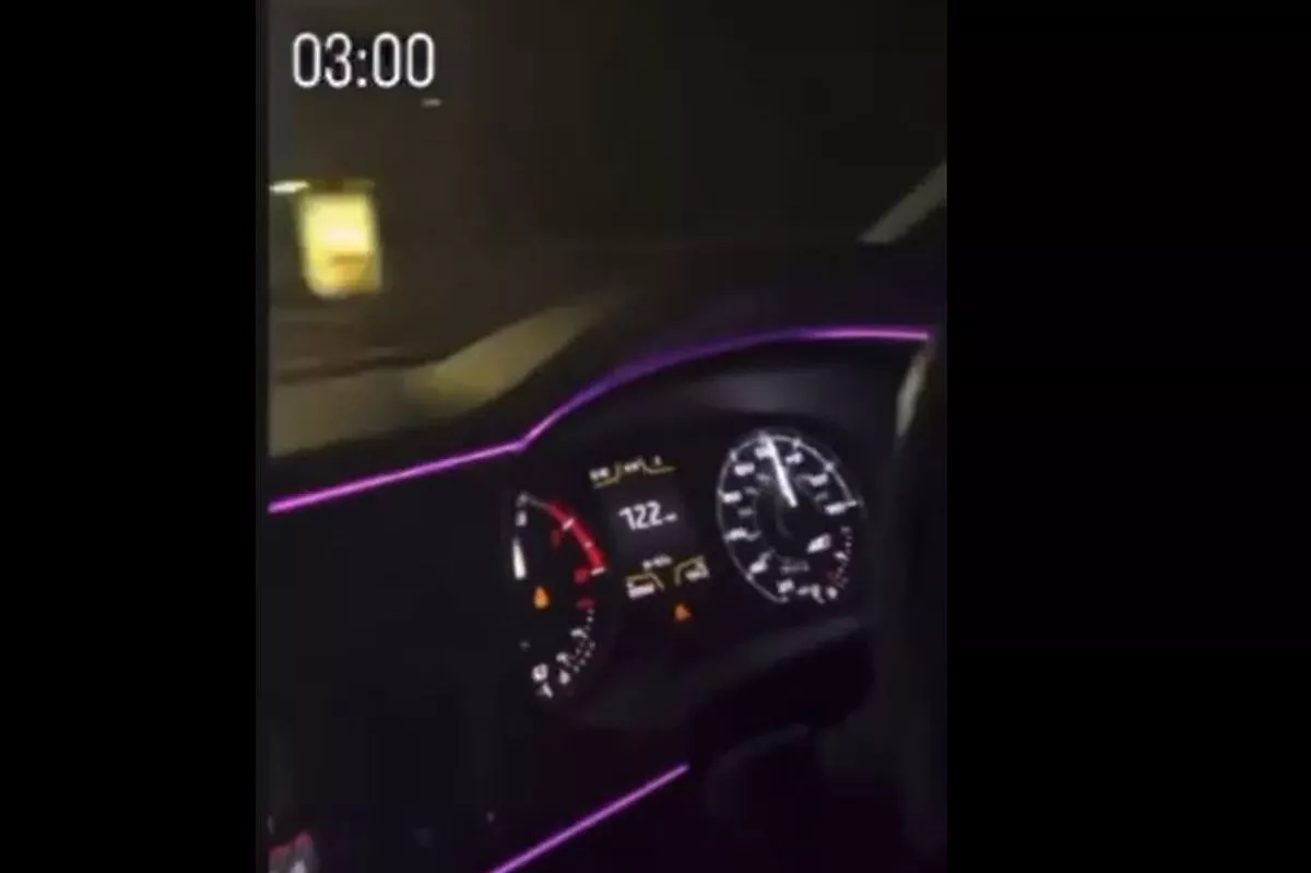 The driver appeared to hit speeds of 122mph in the clip