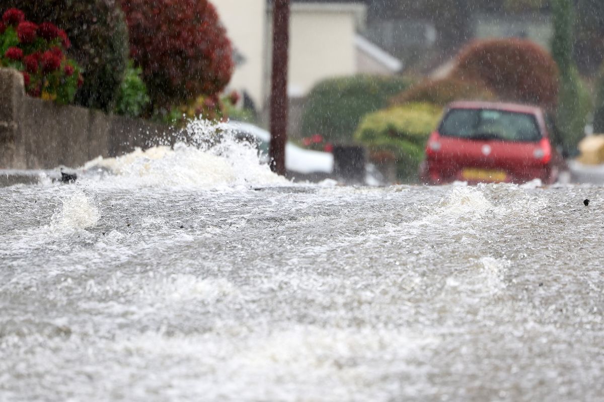 Flooding on Sunningdale Drove off the Tullyhbrannigan Road in Newcastle, Co Down, in October 2025.