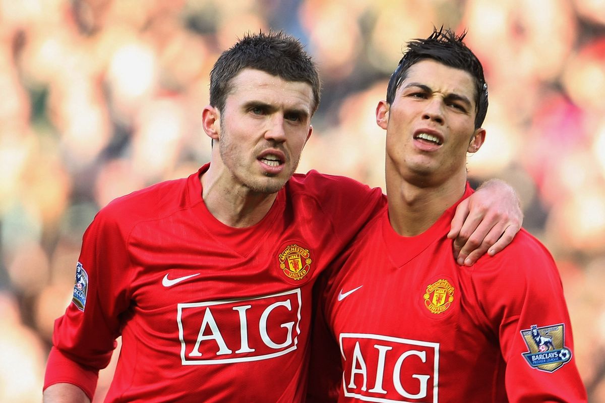 MANCHESTER, ENGLAND - DECEMBER 23: Cristiano Ronaldo of Manchester United celebrates scoring their first goal during the Barclays FA Premier League match between Manchester United and Everton at Old Trafford on December 23 2007, in Manchester, England. (Photo by Matthew Peters/Manchester United via Getty Images)