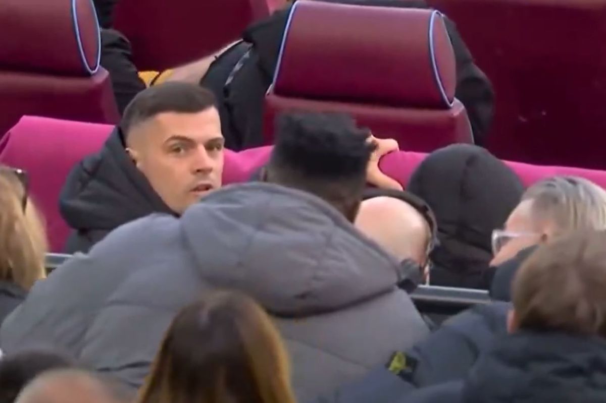 Sunderland midfielder Granit Xhaka was caught arguing with a supporter during defeat to West Ham