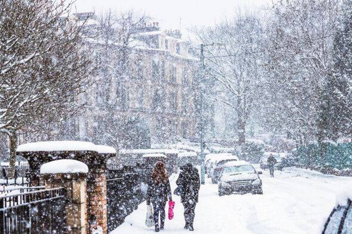 Heavy snowfall in Glasgow, Scotland