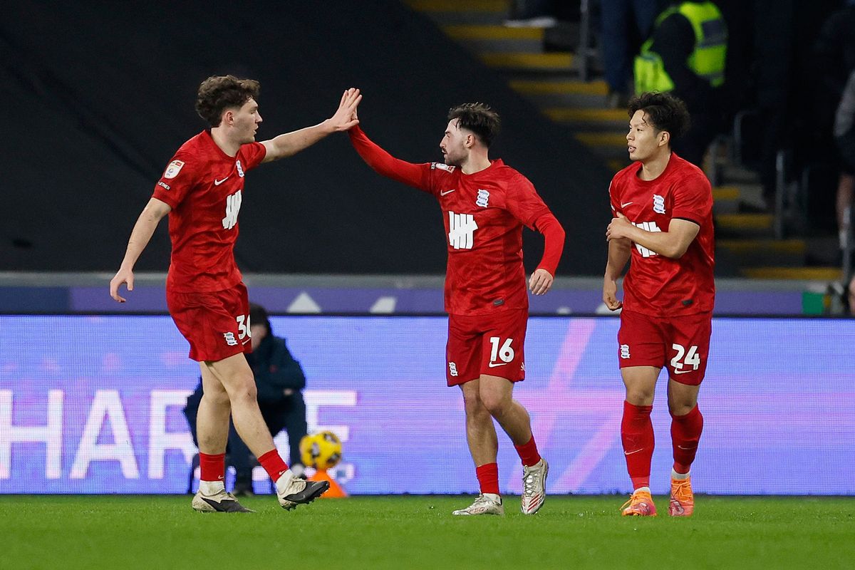 Patrick Roberts of Birmingham City celebrates scoring a goal to make it 1-1 against Swansea City