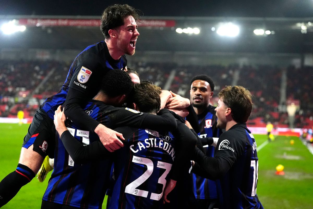 Middlesbrough players celebrate scoring