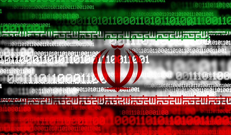 Flag of Iran on binary code.