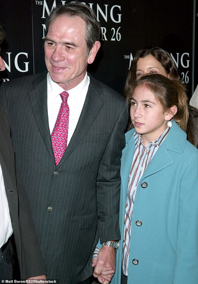 She appeared in a handful of acting projects as a child, and is pictured with her father attending the 2003 premiere of his movie The Missing