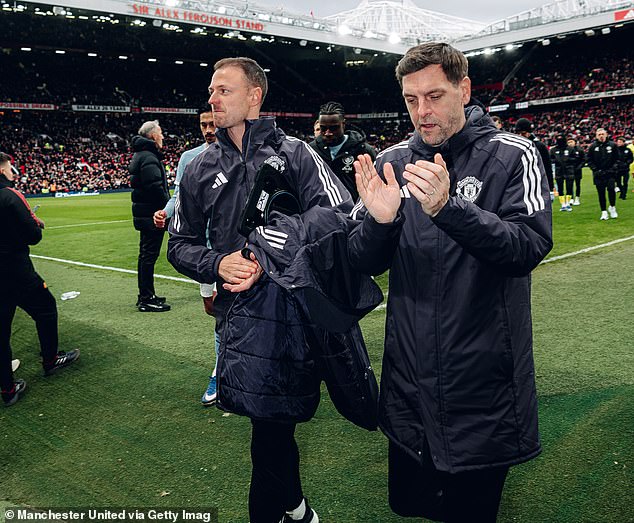Coaches Jonny Evans (left) and Jonathan Woodgate have impressed United players already