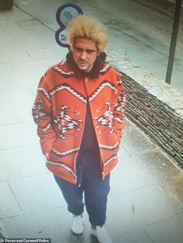 He is described as being of medium build with distinctive bright peroxide blonde hair