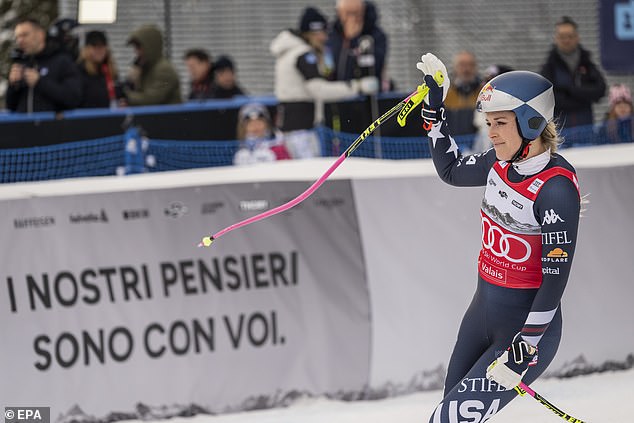 Vonn waved to the crowd after getting back to her feet but now faces a nervous wait for news
