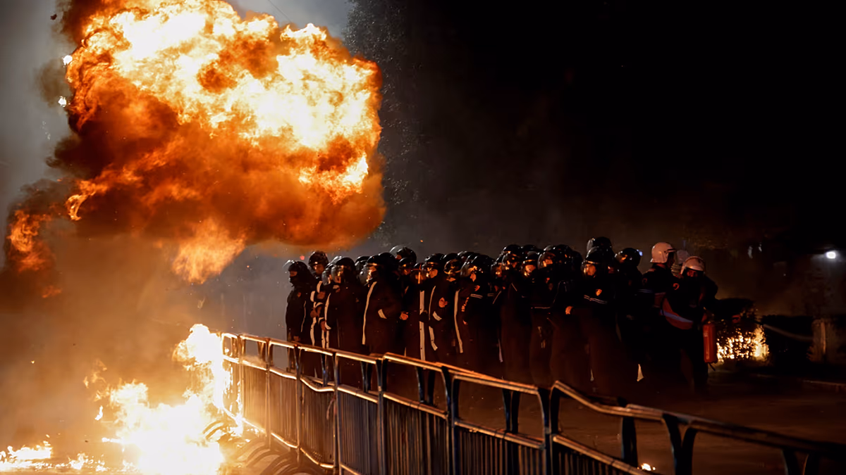 Clashes erupt during anti-government protest in Tirana