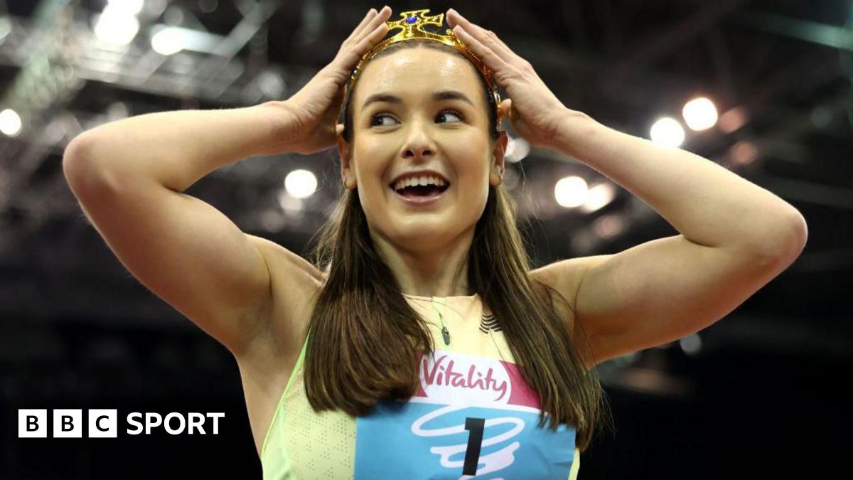 Isabelle Boffey puts on a crown