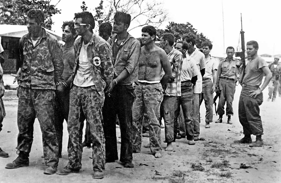 An April 1961 file photo shows a group of CIA-backed Cuban counterrevolutionaries after their capture in the Bay of Pigs, Cuba.
