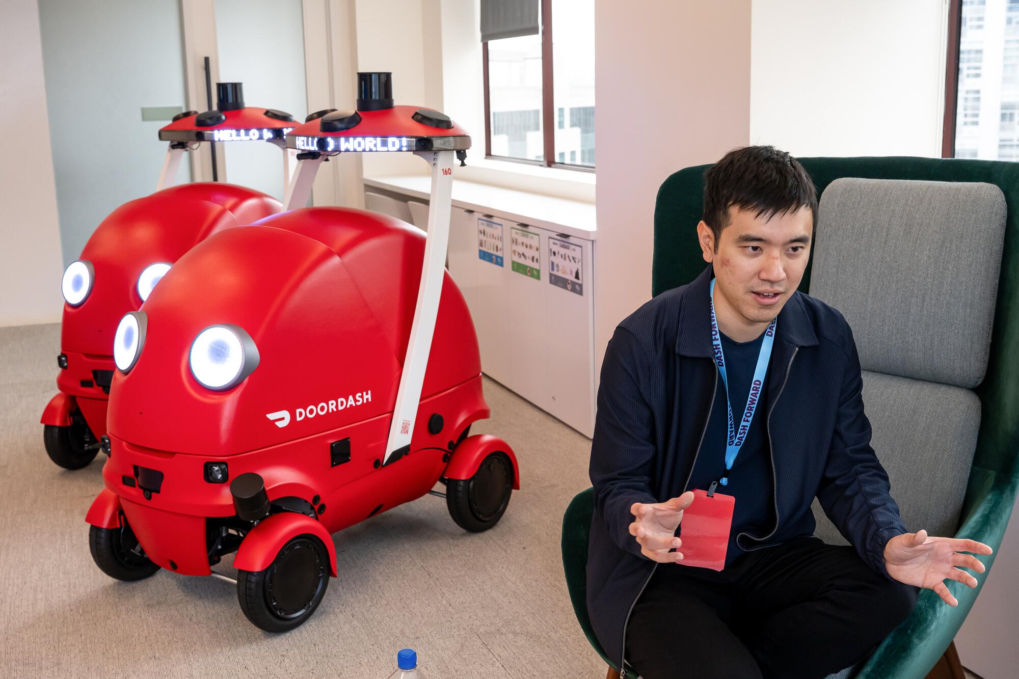 Stanley Tang, co-founder and head of DoorDash Labs, during an unveiling event at the company's headquarters
