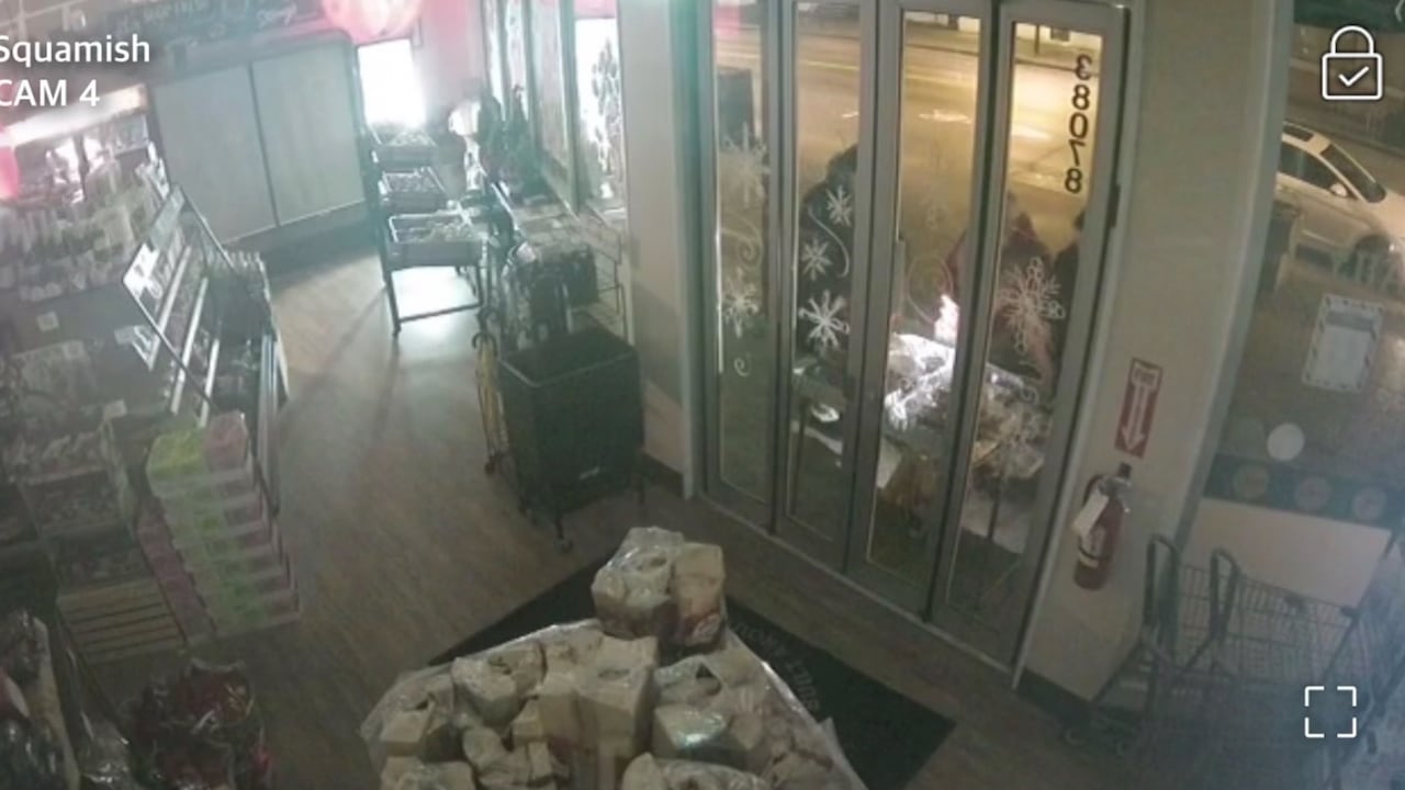 Security footage from inside a grocery store